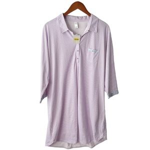 Calida Striped Floral Contrast Cotton Nightshirt | LARGE NWT